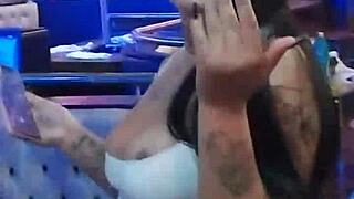 Bia fire's curvy latina body drains balls in quick backstage bangs