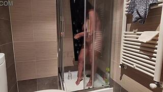 Big Titted Milf Shaves Hairy Pussy In Shower