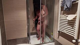 Big Titted Milf Shaves Hairy Pussy In Shower