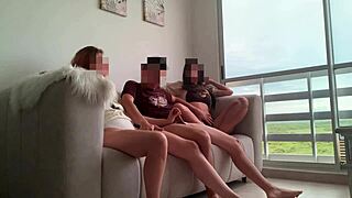 My best friend and her pal invite me over to share cock threesome