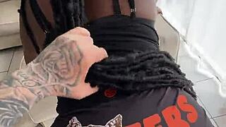 Ripping hole in booty shorts for deep creampie in tight wet pussy