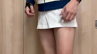 Japanese Tennis Girl Skirt Bulma Anal Teasing with Buttplug