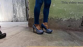 thalia struts blue heels for intense creampie fetish pounding
