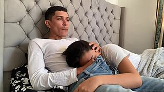 The twisted stepdad shoves his throbbing cock down her throat until he explodes