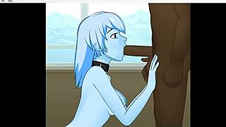 Slime girl deepthroats that huge monster cock so eagerly