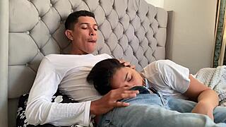 The twisted stepdad shoves his throbbing cock down her throat until he explodes