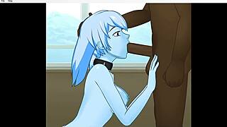 Slime girl deepthroats that huge monster cock so eagerly