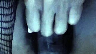 ebony emo shemale slut tavaius deshawn strokes small tits in solo anal play