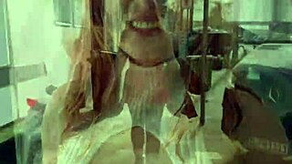 Public lingerie walk with flashing
