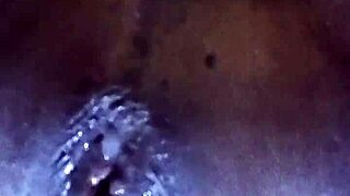 ebony emo shemale slut tavaius deshawn strokes small tits in solo anal play