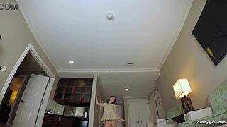 misty lovelace parades see-through panties revealing hairy pussy close up
