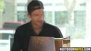 hot delivery boy pounds my ass bareback in uniform hardcore