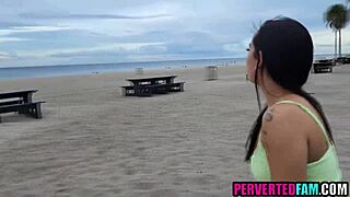 sneaky babe gives outdoor blowjob during tense phone call