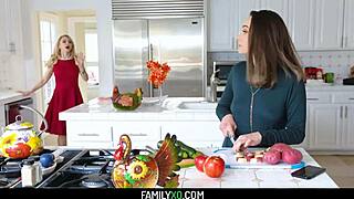 thanksgiving orgy erupts with aften opal and alix lynx in wild group sex