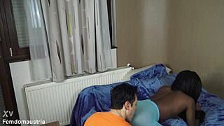 Ebony Princess in Colored Pantyhose Facesitting, Ass Worship, Nylon Feet Licking
