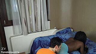 Ebony Princess in Colored Pantyhose Facesitting, Ass Worship, Nylon Feet Licking