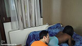 Ebony Princess in Colored Pantyhose Facesitting, Ass Worship, Nylon Feet Licking