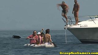 beach babes kneel for outdoor dick sucking facials