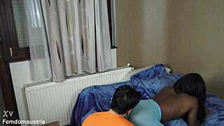 Ebony Princess in Colored Pantyhose Facesitting, Ass Worship, Nylon Feet Licking