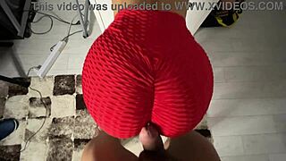 Huge Cumshot Covers Athletic Stepsister's Ass In Tight Bra Leggings