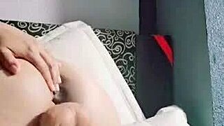 Latina teen loves slamming her tight pussy on massive dildo double style