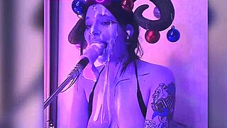 devil cosplayer passionately blows cocks till cum overflows