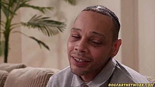 busty babe sucks big cock roommate then rides him hard sideways