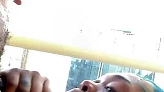 Watch this slut take a big load to the dome in public pov blowjob?