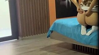 pervy stepdad spies tight ass teen fingering after school and strokes behind her