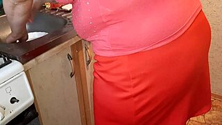 he sneaks peeks jerking off to neighbor's kitchen miniskirt prep