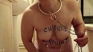 Milf Slave's Self-Bondage Piss Humiliation Spanking