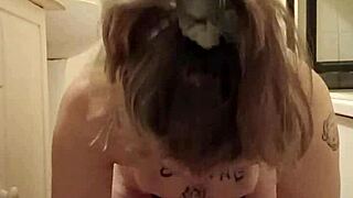 Milf Slave's Self-Bondage Piss Humiliation Spanking
