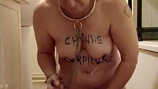 Milf Slave's Self-Bondage Piss Humiliation Spanking