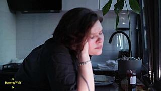 cozy home night turns hot as lesbian lovers finger lick pussy in kitchen