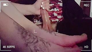 Prettyfeetelite strokes hubby's friend's big cock with feet