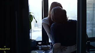 cozy home night turns hot as lesbian lovers finger lick pussy in kitchen