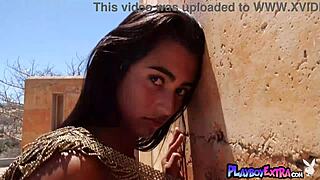 petite costa rican katherinne sofia strips naked outdoors playboy style tease