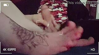 Prettyfeetelite strokes hubby's friend's big cock with feet