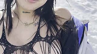 kissing natural tits snow beauty