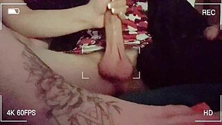 Prettyfeetelite strokes hubby's friend's big cock with feet