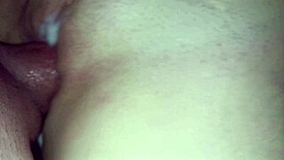 twenty pulsing orgasms flood skinny wife's tight pussy with hot cum loads