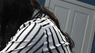 romana flaunts big tits riding boss cock to office creampie