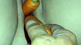 oh fuck these fat carrots stretch my hungry pussy wide!