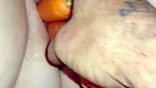 oh fuck these fat carrots stretch my hungry pussy wide!
