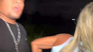 couple fucks passionately outdoors with crowd watching cumshot