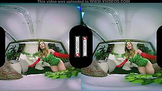 poison ivy cosplay redhead's pussy smashed in vr garage fury