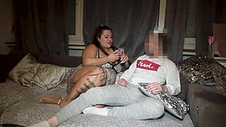 stranger bareback fucks girlfriend as cuckold films roughly