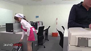 Chihiro Akino, want my office blowjob then creampie finish?