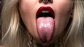 Devilish lipstick tempts with seductive monster smoking fetish