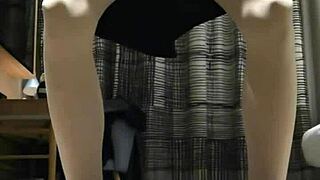 Tranny femboy erupts huge load in sexy black dress!
